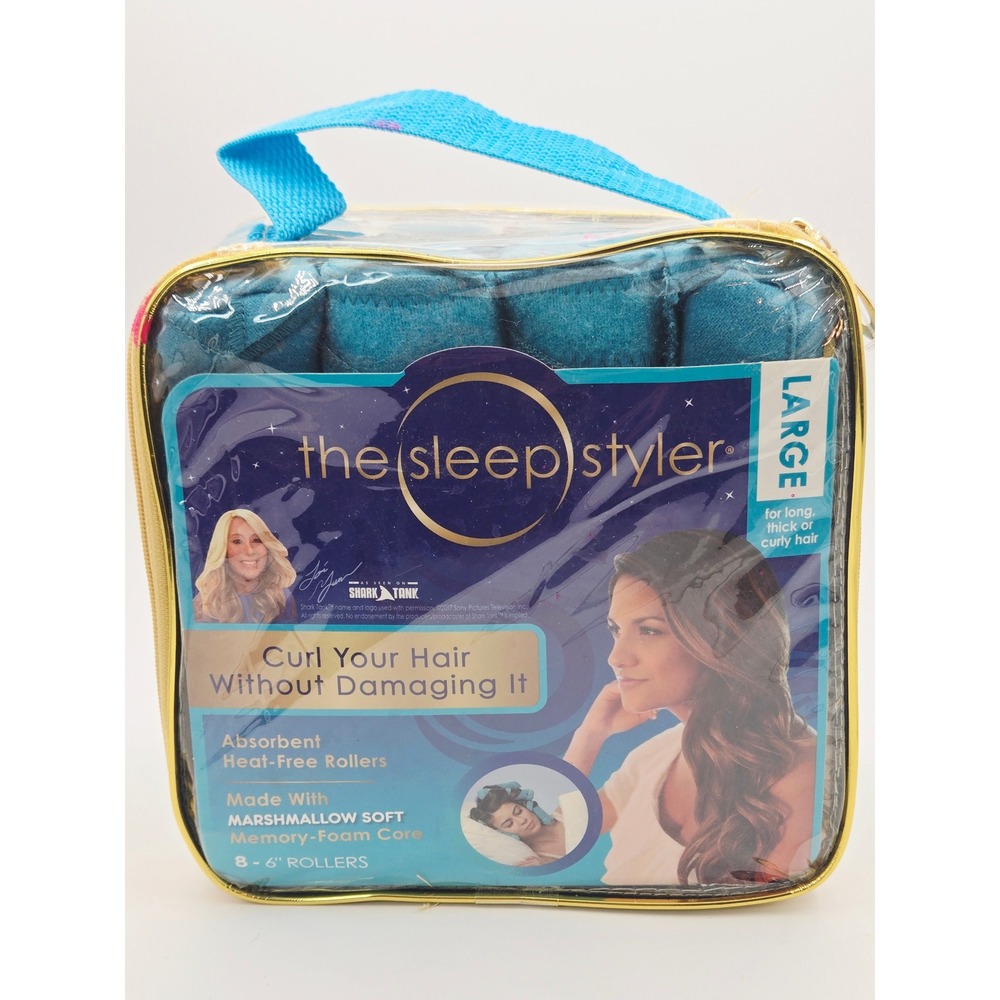 The Sleep Styler Large 6 Inch Heat-Free Memory Foam Hair Rollers 8 Count Teal